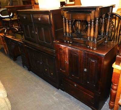 Lot 1034 - A stained oak TV cabinet, 80cm wide x 100cm...