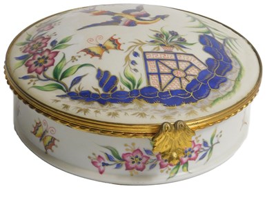 Lot 27 - A Limoges biscuit porcelain oval box and cover,...