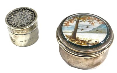 Lot 141 - An Elizabeth II silver pill box, the lid inset...