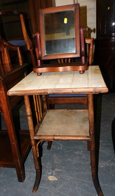 Lot 1043 - A bamboo occasional table, with tile inset top,...