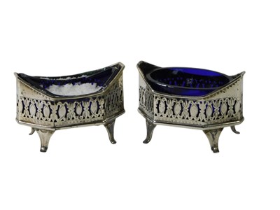 Lot 108 - A pair of George III pierced silver boat...