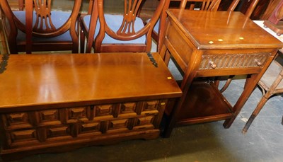 Lot 1044 - An oak blanket box with panelled detail, 100cm...