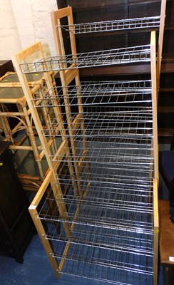 Lot 1045 - Five wire racked shoe shelves, 64cm wide x...