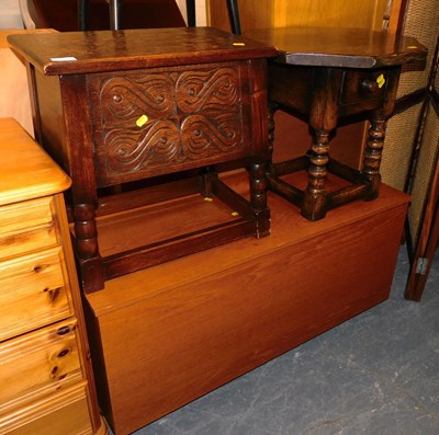 Lot 1048 - A teak blanket box, 100cm wide x 46cm high x...