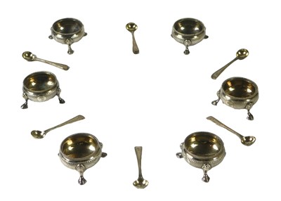 Lot 121 - A set of six Victorian silver salts, each with...