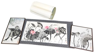 Lot 361 - Assorted Chinese paintings, including a tiger,...