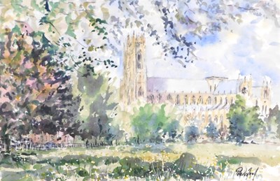 Lot 369 - Peter Wood (1951-1999). Cathedral, watercolour,...