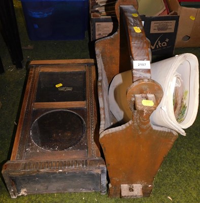 Lot 2187 - An oak wall clock case, together with an oak...