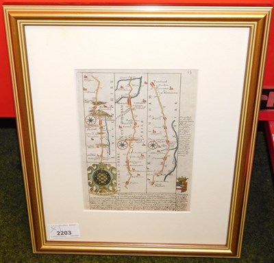 Lot 2203 - A 19thC double sided map of Grantham, 18cm x...