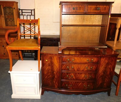 Lot 1052 - A reproduction flame mahogany sideboard, with...