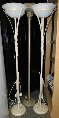 Lot 1080 - A pair of metal uplighter standard lamps, and...
