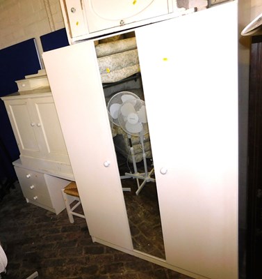 Lot 1084 - A white melamine cupboard, a white melamine...