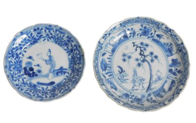 Lot 43 - Two 18thC Chinese porcelain small saucer...