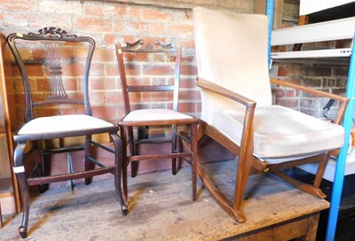 Lot 1106 - Two bedroom chairs, together with an oak...