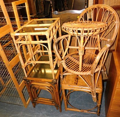 Lot 1055 - Rattan and glass conservatory furniture,...