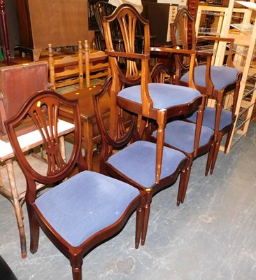 Lot 1056 - A set of six dining room chairs, including two...