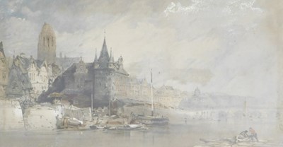 Lot 379 - William Callow (1812-1908). Frankfurt, moored...