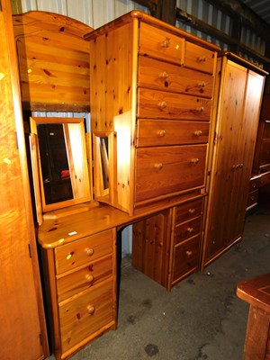 Lot 1119 - A pine part bedroom suite, comprising double...