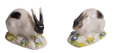 Lot 52 - A pair of ceramic hares, in 18thC style, each...