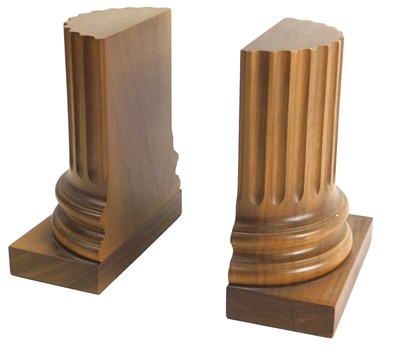 Lot 326 - A pair of Lindley walnut book ends, each...