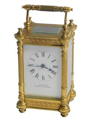 Lot 63 - A late 19thC French carriage timepiece, with a...