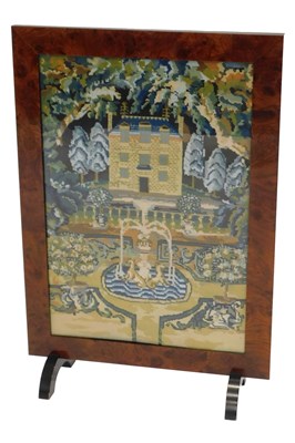 Lot 384 - A mahogany firescreen, inset with an...