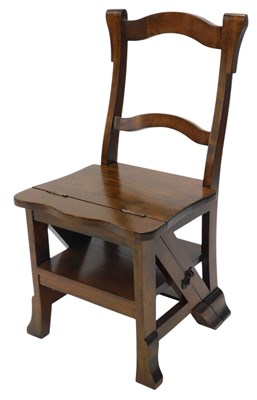 Lot 388 - A mahogany metamorphic chair/ library steps,...