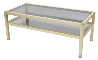 Lot 392 - A brass finish brassed coffee table, with...