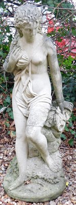 Lot 395 - A reconstituted stone figure of a maiden, on a...