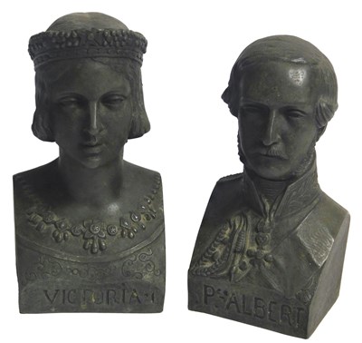 Lot 19 - A pair of 19thC spelter busts, in the form of...