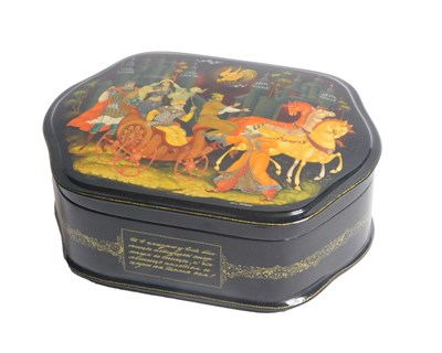 Lot 35 - A modern Russian box and cover, the top...