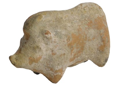 Lot 38 - A terracotta pig, Rhodes 4th century BC, 5.5cm...
