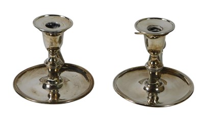 Lot 92 - A pair of early 19thC Sheffield plate chamber...