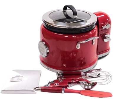 Lot 384 - A KitchenAid Multi Cooker, in red, model no....