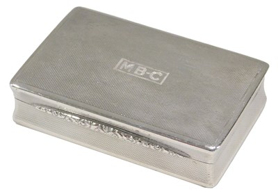 Lot 398 - A George V silver engine turned snuff box, the...