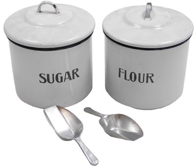 Lot 375 - A pair of Prince wares enamel storage jars and...