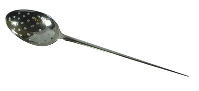 Lot 147 - An 18thC silver mote spoon, with a pierced...