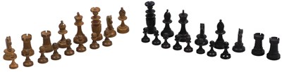 Lot 394 - A vintage harlequin Staunton type wooden chess...