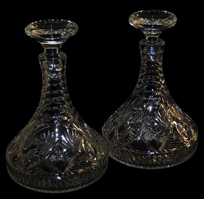 Lot 398 - A pair of Royal Doulton cut glass decanters,...