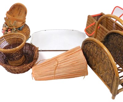 Lot 402 - A bamboo and cane magazine rack, mid century...
