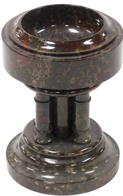 Lot 406 - An early 20thC serpentine font, the circular...