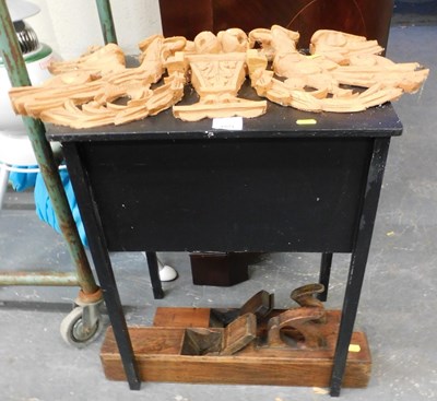 Lot 1081 - A mid 20thC ebonised sewing table, together...