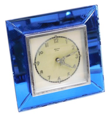Lot 439 - An Art Deco Bayard chrome and blue glass strut...