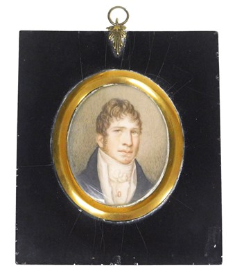 Lot 443 - An early 19thC miniature portrait of a...