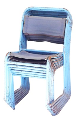 Lot 486 - A set of six late 20thC blue painted metal...