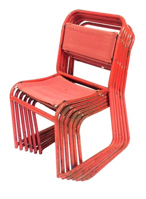 Lot 488 - A set of six late 20thC red painted metal...