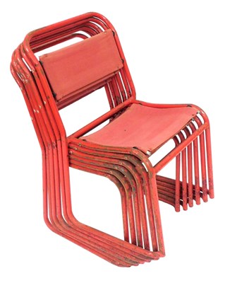 Lot 489 - A set of six late 20thC red painted metal...