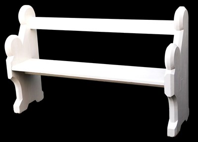 Lot 496 - A Gothic style white painted church pew, 153cm...