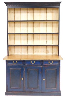 Lot 499 - A Victorian pine and later blue painted...