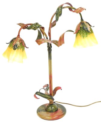 Lot 508 - An Art Nouveau style cast metal twin branch...
